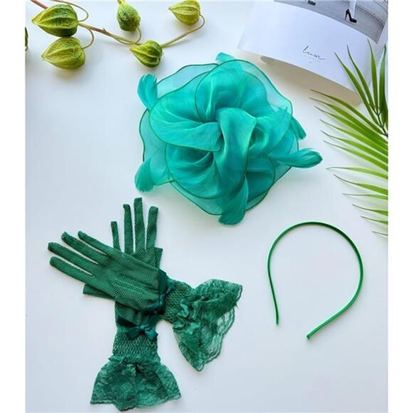 Fascinator Hat Veil Feather Green